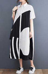 SUPER WHOLESALE | Loose Shirt Dress in Black and White