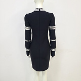 SUPER WHOLESALE | Rhinestone Decor Long Sleeve Dress