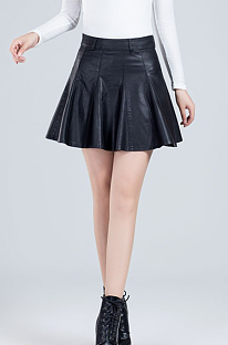 SUPER WHOLESALE | Pu Material Flare Skirt