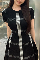 SUPER WHOLESALE | Plaid Round Neck A Shape Dress