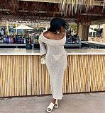 SUPER WHOLESALE | Knitted Hollow Out Off-Shoulder Long Dress Cover-Up