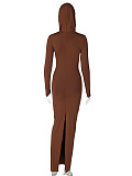 SUPER WHOLESALE |  Hoodie Long Dress in Coffee