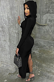 SUPER WHOLESALE |  Hoodie Long Dress in Black