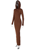 SUPER WHOLESALE |  Hoodie Long Dress in Coffee