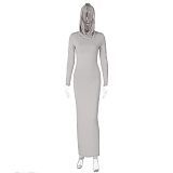 SUPER WHOLESALE |  Hoodie Long Dress in Grey