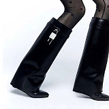 Leather Shark Leather Shark Lock Wedge Knee Length Boots