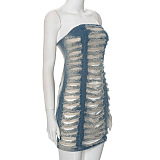 SUPER WHOLESALE | Distressed Strapless Dress