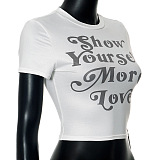 SUPER WHOLESALE | Words Printed Crop T-shirt