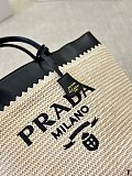 SUPER WHOLESALE | Prada Medium Crochet And Leather Tote Bag