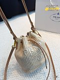 SUPER WHOLESALE | Prad a Natural Crochet And Leather Mini-bucket Bag