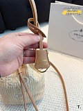 SUPER WHOLESALE | Prad a Natural Crochet And Leather Mini-bucket Bag