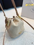 SUPER WHOLESALE | Prad a Natural Crochet And Leather Mini-bucket Bag