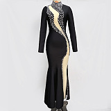 SUPER WHOLESALE | Crystal Side Split Bodycon Flare Bottom Dress