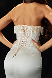 SUPER WHOLESALE | Strapless Bodycon Dress Decorated with Pearls
