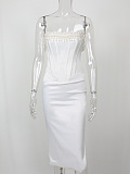 SUPER WHOLESALE | Strapless Bodycon Dress Decorated with Pearls