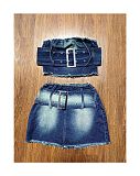 SUPER WHOLESALE | Denim Skirt Set with Bandeau Top