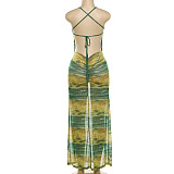 SUPER WHOLESALE | Halter Open Back Tie-dyed Long Dress