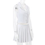 SUPER WHOLESALE | Pleated Skirt 2 Pieces Set in White