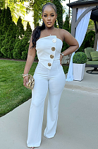 SUPER WHOLESALE | Strapless Jumpsuit Decorated with Big Buttons