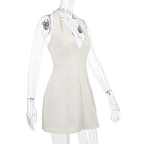 SUPER WHOLESALE | Halter Plunging Neck Dress