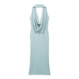 SUPER WHOLESALE | Bodycon Halter Knitted Long Dress
