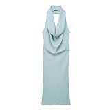 SUPER WHOLESALE | Bodycon Halter Knitted Long Dress