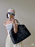 SUPER WHOLESALE |  Black Enamel Boston Bag