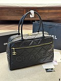 SUPER WHOLESALE |  Black Enamel Boston Bag