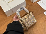 SUPER WHOLESALE | Dio r Lady Diamond Hand Bag in Gold