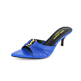 SUPER WHOLESALE | BABYLONE Mules in Smooth Leather in Blue