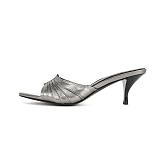 SUPER WHOLESALE | BABYLONE Mules in Smooth Leather in Silver