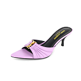 SUPER WHOLESALE | BABYLONE Mules in Smooth Leather in Pink