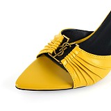 SUPER WHOLESALE | BABYLONE Mules in Smooth Leather in Yellow