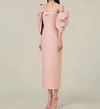 SUPER WHOLESALE |  Bow Shoulder Long Dress in Pink