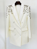 SUPER WHOLESALE |  Blazer Top Decorated with Diamonds