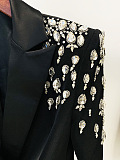 SUPER WHOLESALE |  Blazer Top Decorated with Diamonds