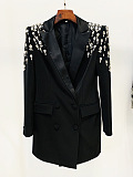 SUPER WHOLESALE |  Blazer Top Decorated with Diamonds