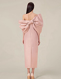 SUPER WHOLESALE |  Bow Shoulder Long Dress in Pink