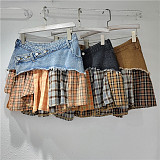 SUPER WHOLESALE |  Patchwork Plaid Skirt