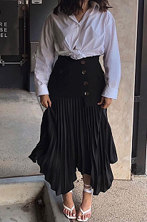 SUPER WHOLESALE |  Asymmetrical Cut Pleated Skirt