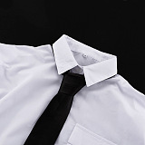 SUPER WHOLESALE | Big Shoulder White Shirt with Tie