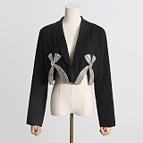 SUPER WHOLESALE | Beaded Bows Blazer with Skirt Bottom