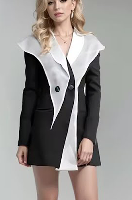 SUPER WHOLESALE | Layered Blazer Top with White& Black Tones