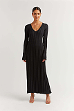 SUPER WHOLESALE | V Neck Pleated Long Dress