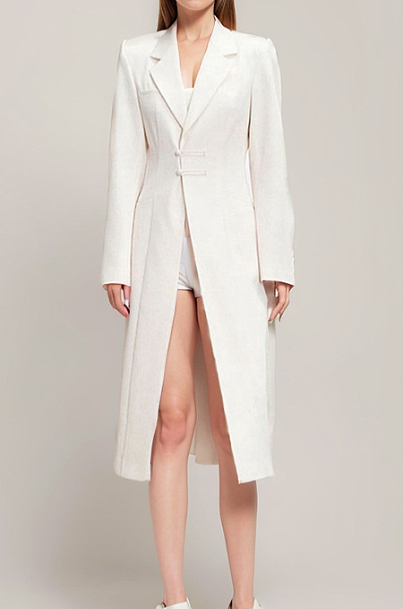 SUPER WHOLESALE | Blazer Collar Trench Coat