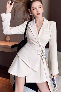 SUPER WHOLESALE | Blazer Collar Buckle Dress