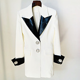 SUPER WHOLESALE | Pu Cuffs Big Collar Blazer