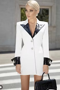 SUPER WHOLESALE | Pu Cuffs Big Collar Blazer