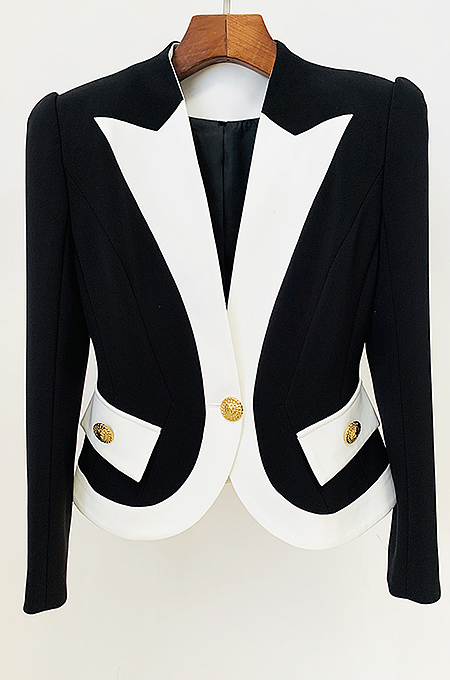 SUPER WHOLESALE | Two Tones Crop Blazer Top