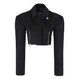 SUPER WHOLESALE | Wool Zipper Jacket Top